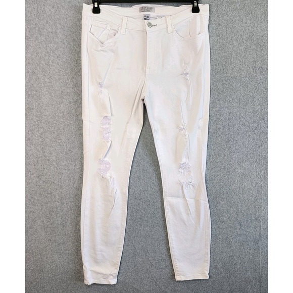 Judy Blue Denim - Judy Blue Skinny Jeans Womens 15/32 White Distressed Ripped‎ Denim 8353 Casual